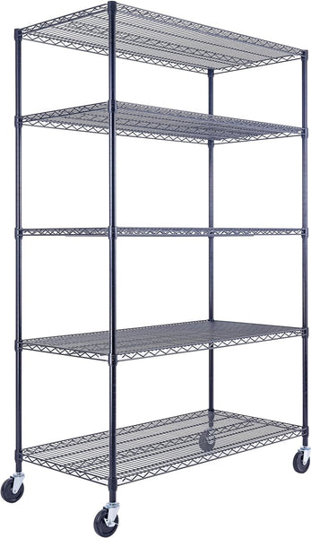 Chrome Shelving On Wheels | 5-Tier | 60 x 24 x 72 Shelving| NSF | Seville Classics | Saferacks | Shelving Shelves | Utility shelving | Wire Racks with Wheels | Wire Shelving | Utility Shelving 