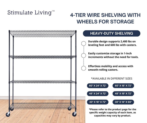 48 x 24 x 72 shelving | black wire rack | heavy duty wire shelving on wheels | 24 wire rack | Shelves shelf | Shelving shelf