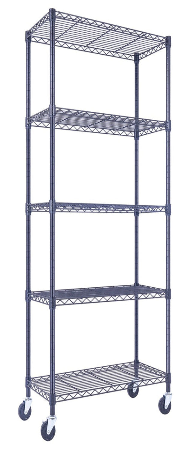 Chrome Shelving On Wheels | 5-Tier | 60 x 24 x 72 Shelving| NSF | Seville Classics | Saferacks | Shelving Shelves | Utility shelving | Wire Racks with Wheels | Wire Shelving | Utility Shelving 