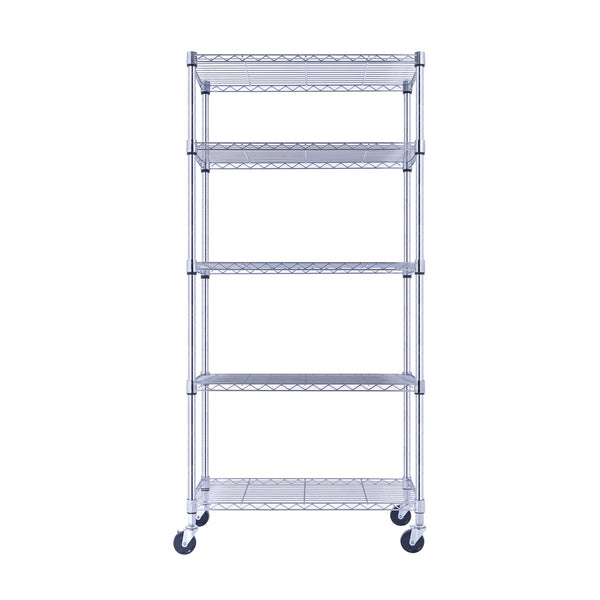 Chrome Shelving On Wheels | 5-Tier | 60 x 24 x 72 Shelving| NSF | Seville Classics | Saferacks | Shelving Shelves | Utility shelving | Wire Racks with Wheels | Wire Shelving | Utility Shelving 