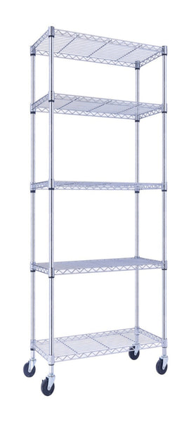 Chrome Shelving On Wheels | 5-Tier | 60 x 24 x 72 Shelving| NSF | Seville Classics | Saferacks | Shelving Shelves | Utility shelving | Wire Racks with Wheels | Wire Shelving | Utility Shelving 