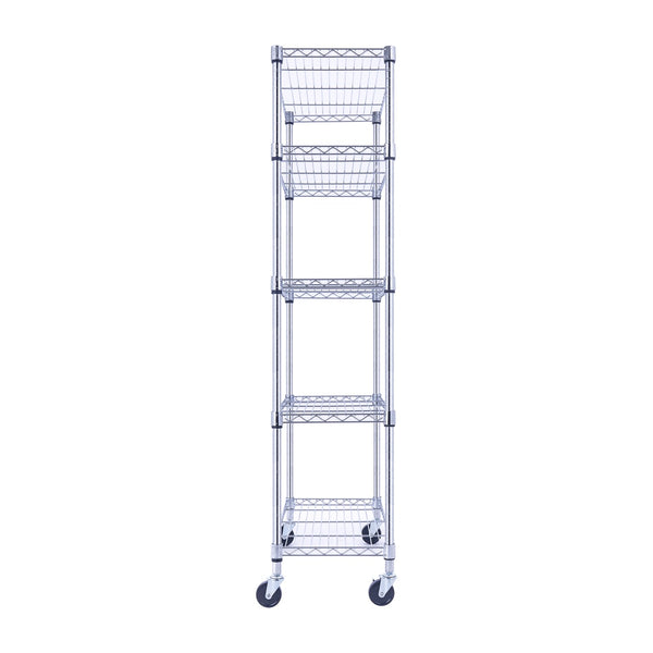 Chrome Shelving On Wheels | 5-Tier | 60 x 24 x 72 Shelving| NSF | Seville Classics | Saferacks | Shelving Shelves | Utility shelving | Wire Racks with Wheels | Wire Shelving | Utility Shelving 