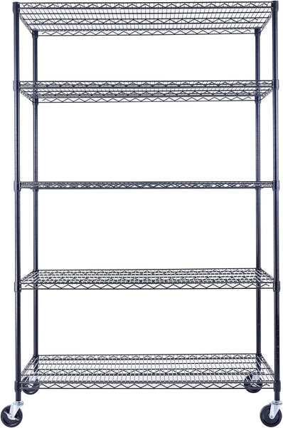 Chrome Shelving On Wheels | 5-Tier | 60 x 24 x 72 Shelving| NSF | Seville Classics | Saferacks | Shelving Shelves | Utility shelving | Wire Racks with Wheels | Wire Shelving | Utility Shelving 