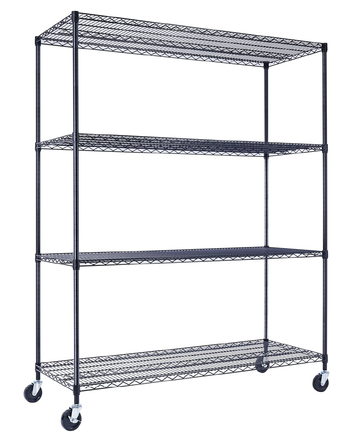 Black wire shelving with wheels. Rolling storage rack | Utility Shelving | Wire Rack with wheels | NSF Certified