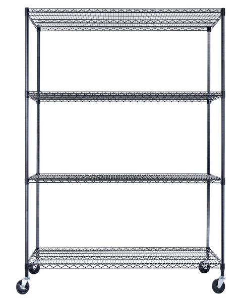 Black wire shelving with wheels. Rolling storage rack | Utility Shelving | Wire Rack with wheels | NSF Certified