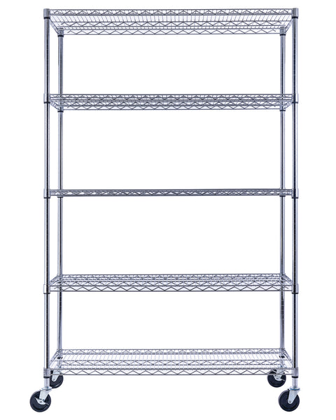 Black wire shelving with wheels. Rolling storage rack | Utility Shelving | Wire Rack with wheels | NSF Certified