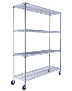 chrome wire rack shelving with four adjustable tiers