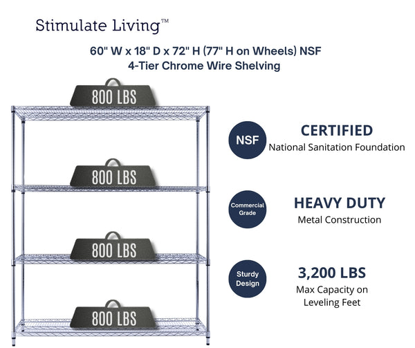 NSF-certified wire rack shelving unit for food-safe storage