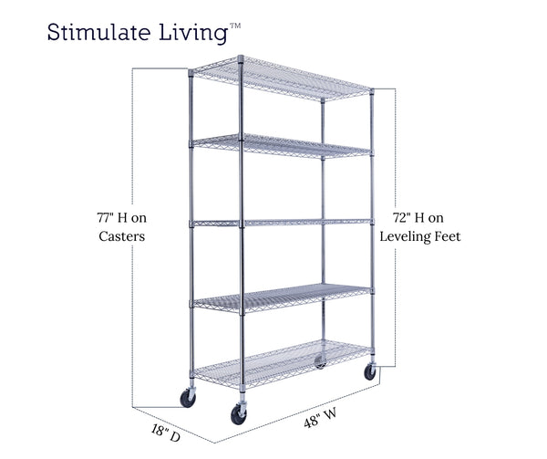 angled image of freestanding wire storage rack unit with dimensions