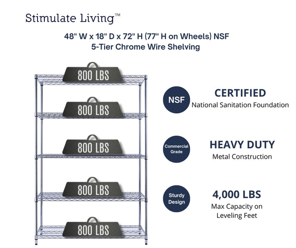 NSF-certified wire storage rack for commercial use