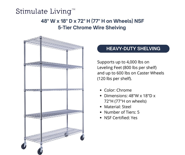 angled image of freestanding wire storage rack unit with wheels