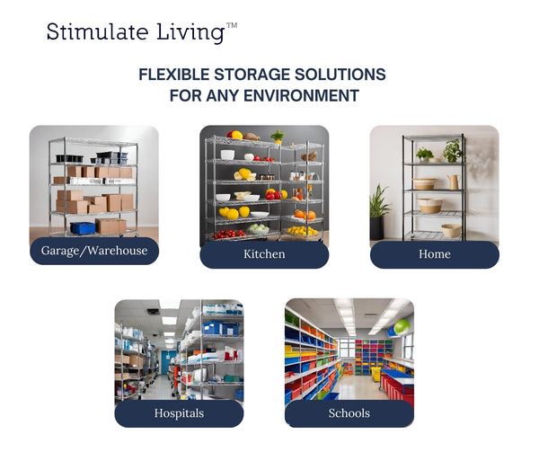 chrome wire storage rack for food-safe environments